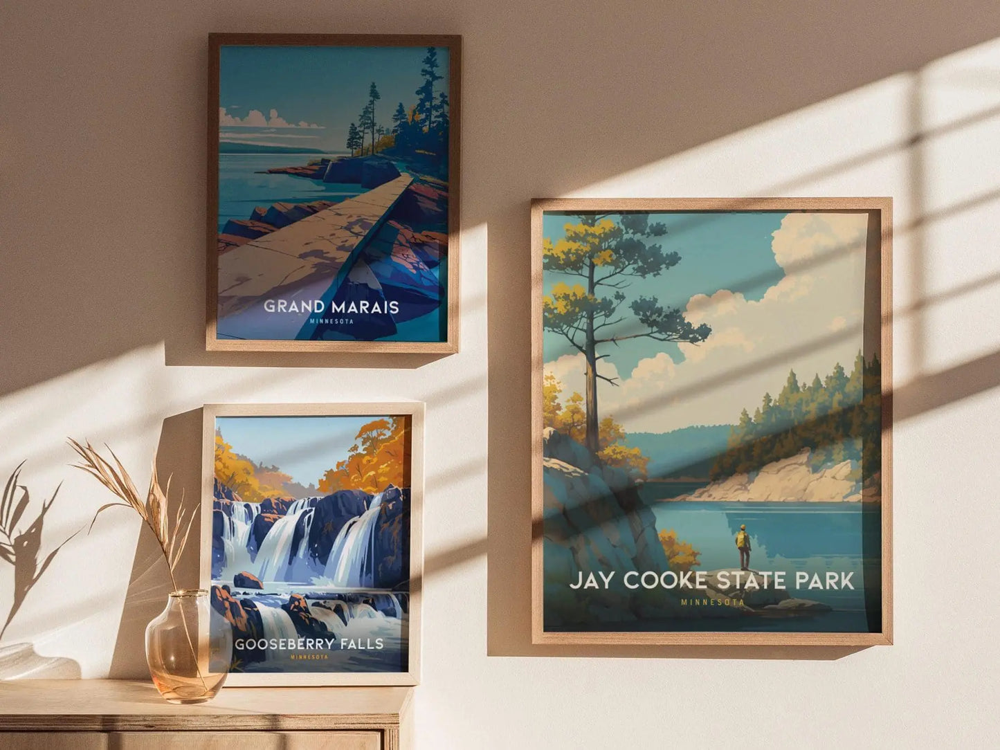 Jay Cooke State Park, Minnesota Poster - Hiker Along the River Scene, Available Framed or Unframed, Perfect Gift for Nature Lovers, MN Decor