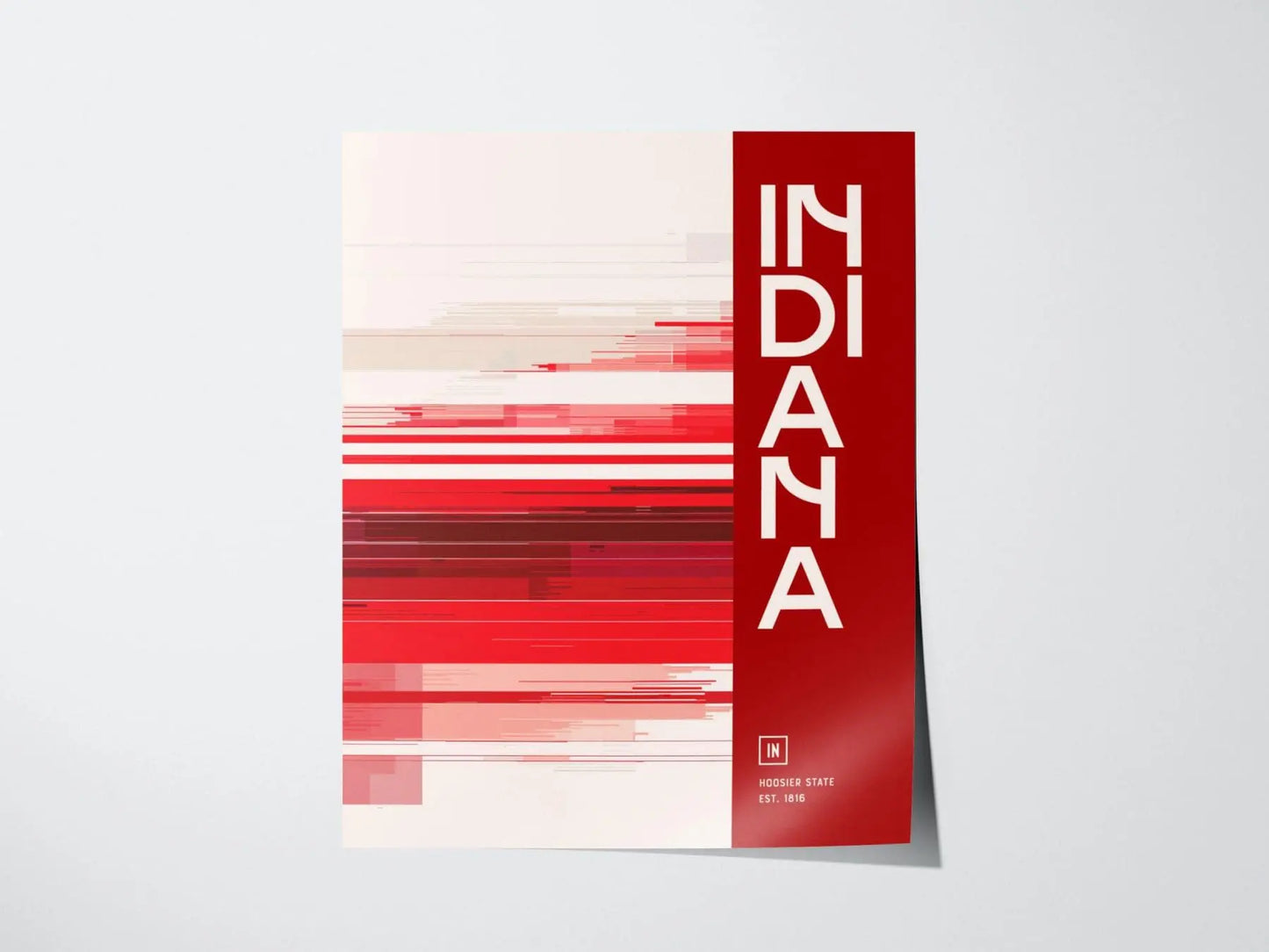 Indiana, The Hoosier State Poster - Abstract Colorful Design, Available Framed/Unframed, Ideal for Home Decor, Great Indiana State Gift