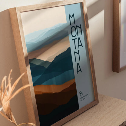 Montana, The Big Sky State Poster - Abstract Mountain Inspired Art, Perfect for Modern or Farmhouse Decor, Perfect Big Sky Gift