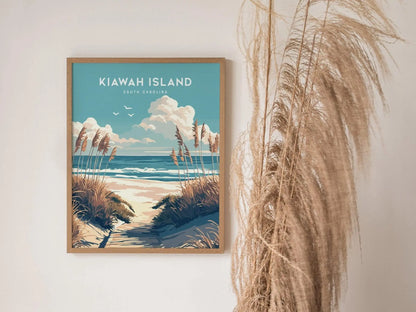 Kiawah Island Beach, South Carolina Wall Art Travel Poster Print Southeast Coastal Home Ocean Decor Southern Charm Golf Vacation Golfer Gift