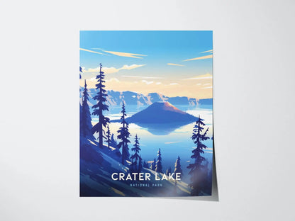 Crater Lake National Park, Oregon Poster - Vibrant Landscape Art, Available Framed or Unframed, Crater Lake Travel Print, National Park Gift