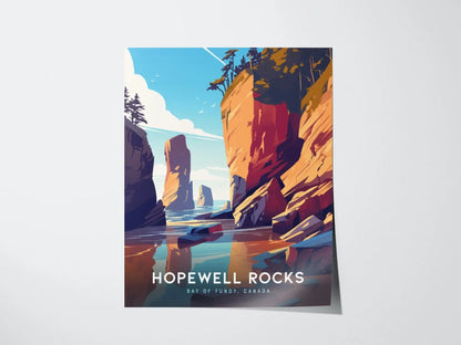 Hopewell Rocks, Bay of Fundy, Canada Poster - Iconic Tidal Formations Art, Available Framed/Unframed, Perfect for Coastal Wall Decor