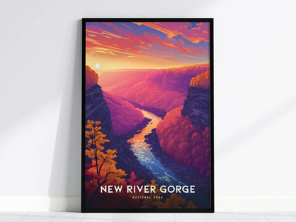 New River Gorge National Park, WV Poster - Explore the Rugged Beauty, Available Framed/Unframed, Ideal for Hikers, West Virginia Poster