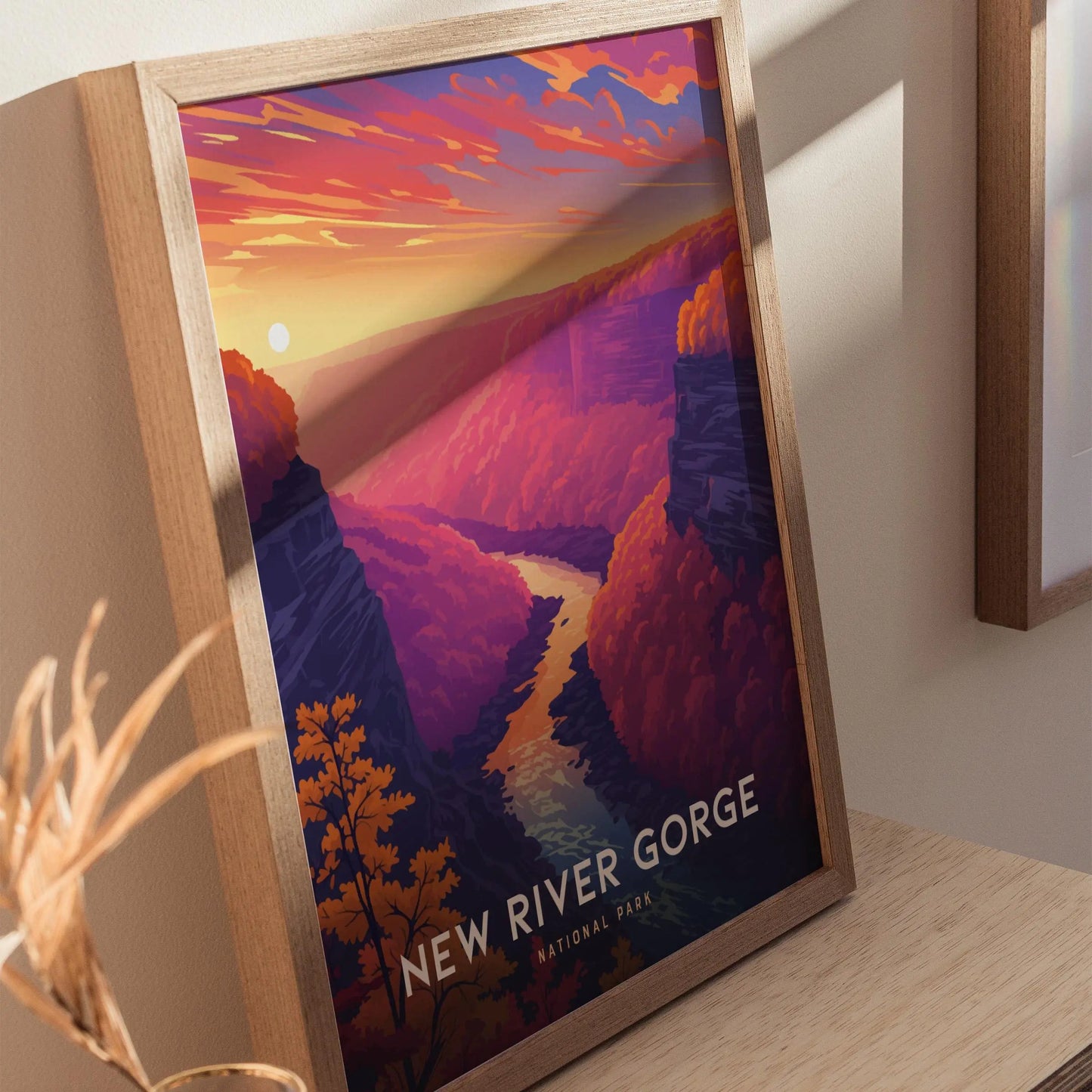 New River Gorge National Park, WV Poster - Explore the Rugged Beauty, Available Framed/Unframed, Ideal for Hikers, West Virginia Poster