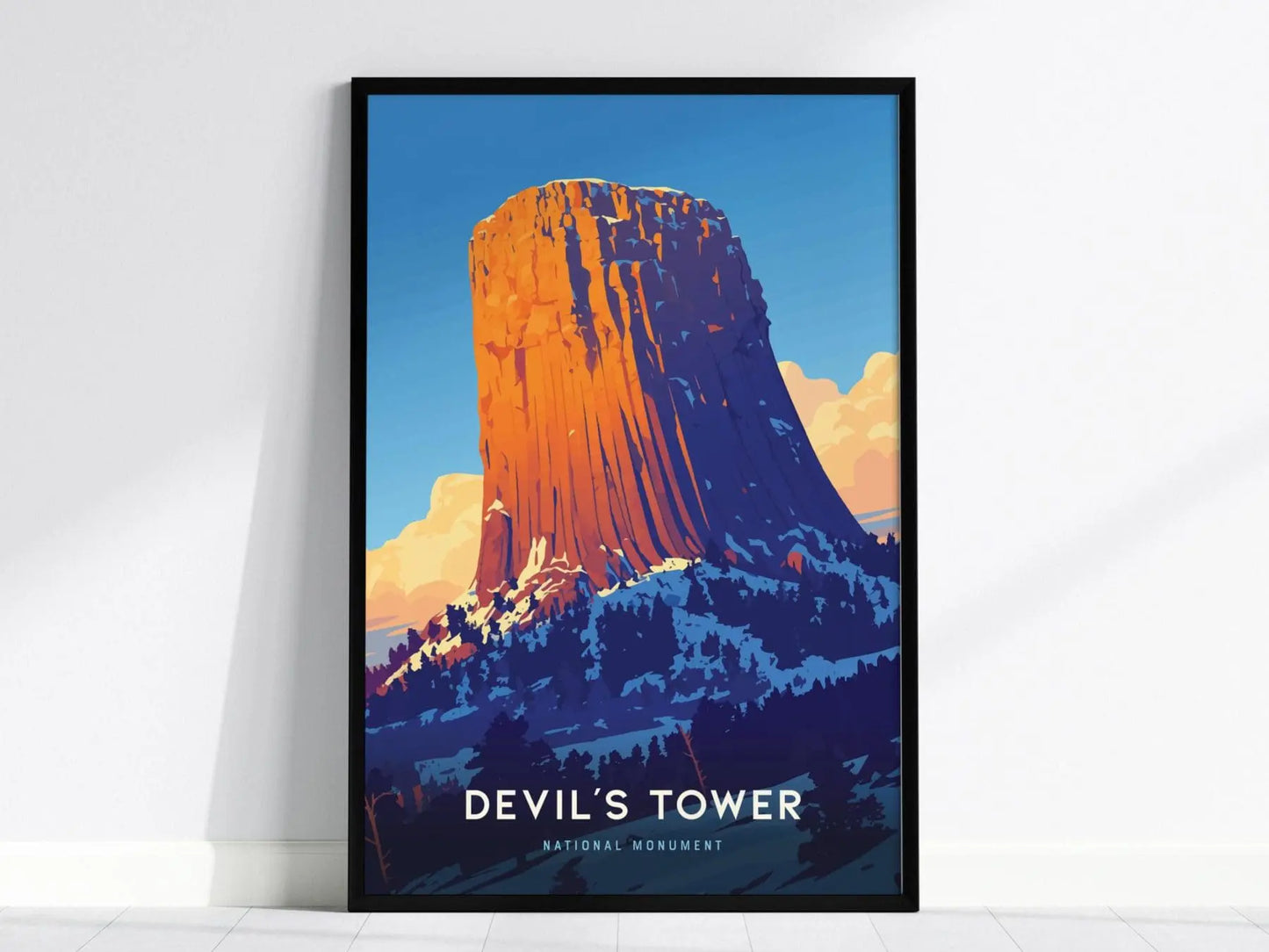 Devil&#39;s Tower National Monument Poster - Iconic Wyoming Landmark, Available Framed/Unframed, Perfect Gift for Hikers and Travelers