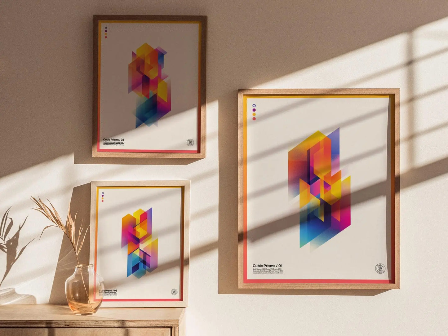 Cubic Prisms / 01 | Modern Minimalist Abstract Geometric Design | Contemporary Digital Art | Framed Shapes Poster Series | Colorful Designer Gift Dorm Office Decor