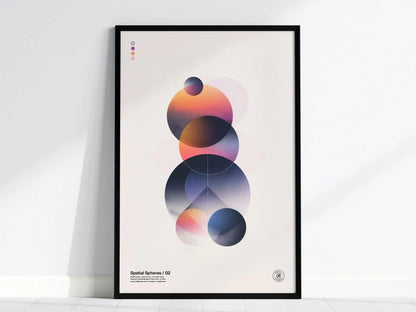 Spatial Spheres / 02 - Modern Minimalist Abstract Ethereal Circular Design Shapes Contemporary Art Framed Poster Series Lofi Designer Gift