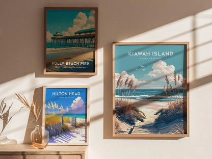 Kiawah Island Beach, South Carolina Wall Art Travel Poster Print Southeast Coastal Home Ocean Decor Southern Charm Golf Vacation Golfer Gift