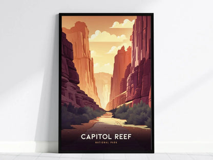 Capitol Reef National Park, Utah Poster - Capitol Gorge Canyon, Available Framed/Unframed, Gift for Hiking Enthusiasts, National Park Gift