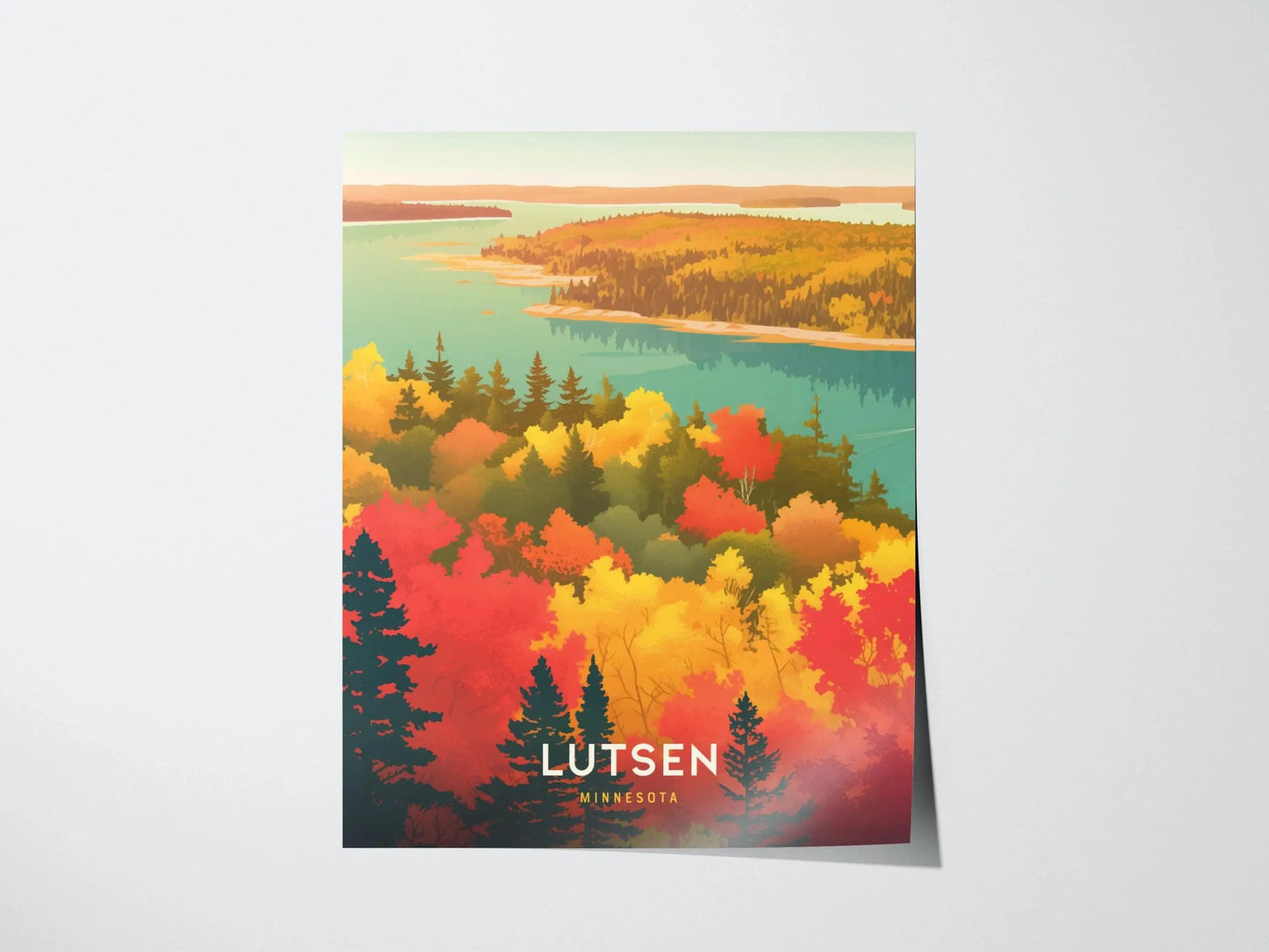 Lutsen, Minnesota Poster - Autumn Foliage and Mountain Views, Available Framed/Unframed, Perfect for Nature Lovers, Beautiful Fall Colors