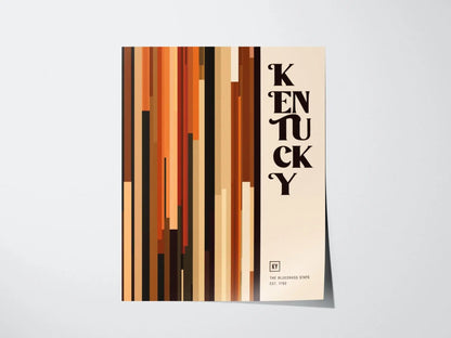 Kentucky, The Bluegrass State Poster - Abstract Bourbon Trail, Available Framed/Unframed, Perfect Gift for Whiskey Lovers, Kentucky Decor