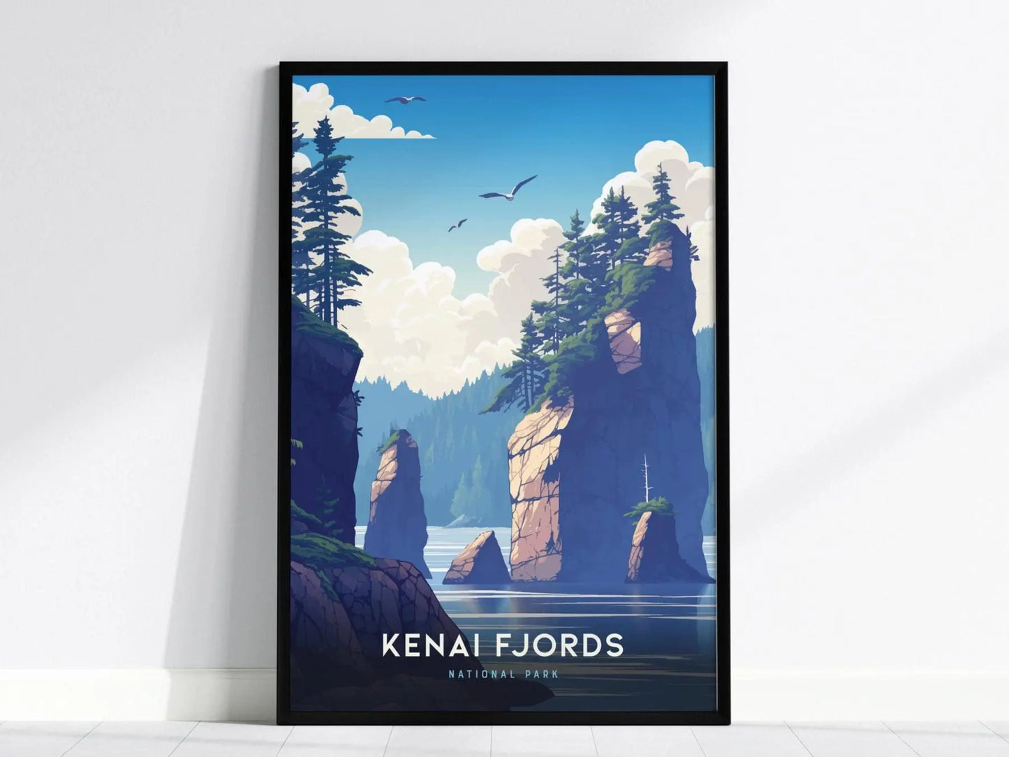 Kenai Fjords National Park, Alaska Poster – Majestic Fjords Scene, Available Framed/Unframed, Ideal for Home Decor, Great National Park Gift