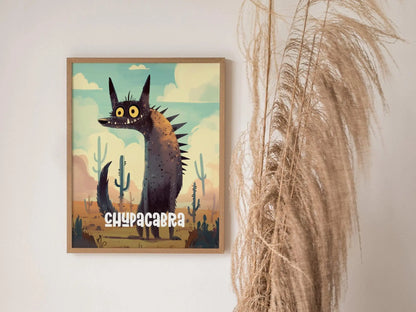 Chupacabra Cute Cryptids Wall Art Series | Fun Kids Room Framed Poster | Toddler Boys Bedroom Child's Nursery Print | Southwest Cryptozoology Myth Lore