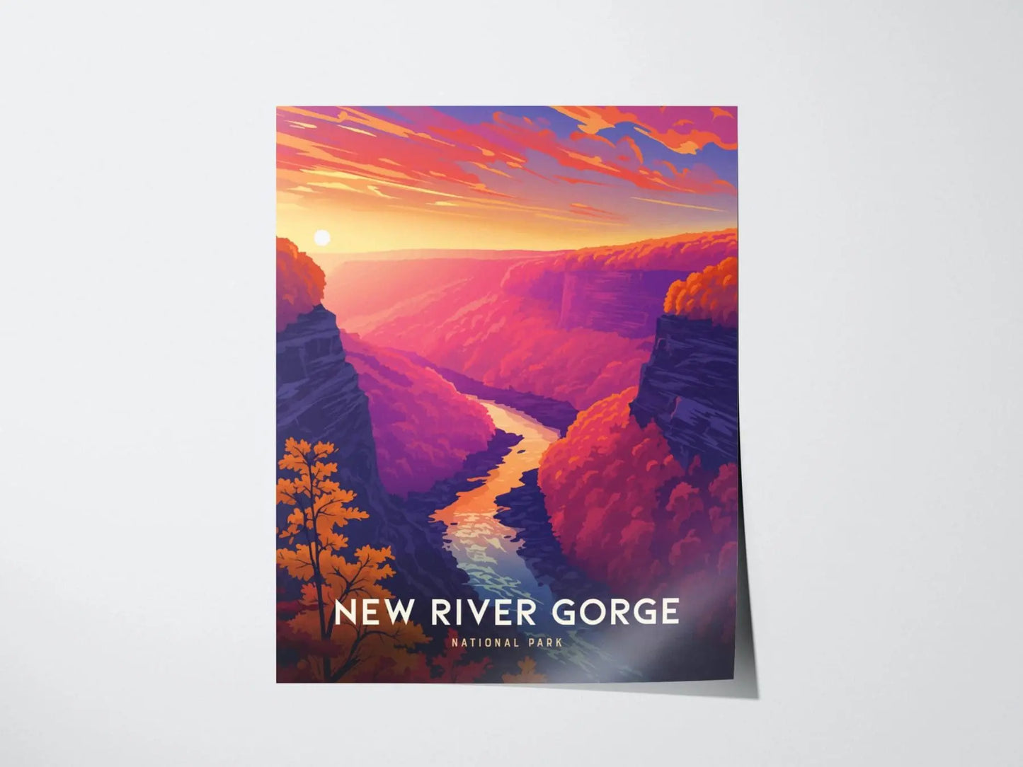 New River Gorge National Park, WV Poster - Explore the Rugged Beauty, Available Framed/Unframed, Ideal for Hikers, West Virginia Poster