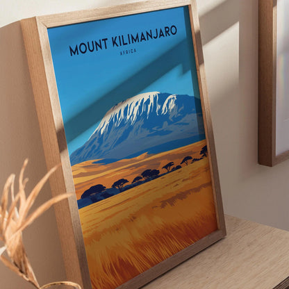 Mount Kilimanjaro, Africa Poster - Majestic Summit View, Available Framed or Unframed, Ideal for Climbers and Adventure Seekers, Wall Art