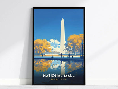 National Mall, Washington DC Poster – Iconic Monument, Available Framed/Unframed, Ideal Gift for History Buffs and Election 2024 Souvenir