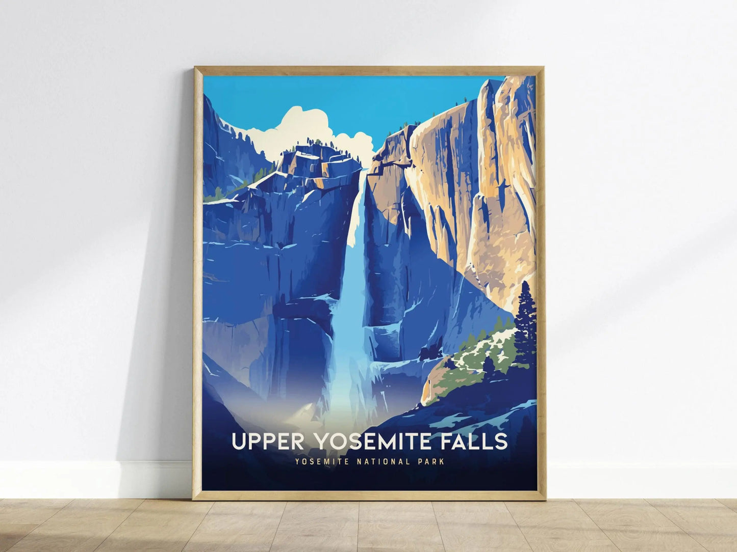 Upper Yosemite Falls California National Park Poster | Iconic Waterfall Framed/Unframed Wall Art | Nature Hiker Home Decor Gift