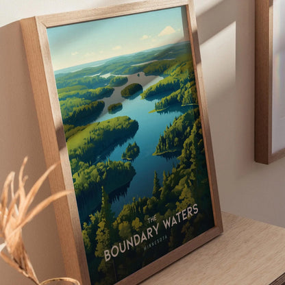 Boundary Waters Canoe Area Wilderness, Minnesota Poster – Beautiful Aerial Scene, Available Framed/Unframed, Save the Boundary Waters Gift