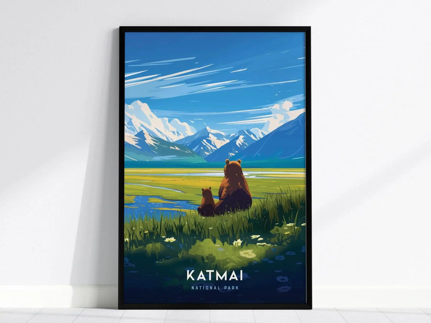 Katmai National Park and Preserve, Alaska Poster - Majestic Mountains and Wildlife, Available Framed/Unframed, Great National Park Gift