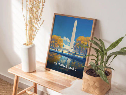 National Mall, Washington DC Poster – Iconic Monument, Available Framed/Unframed, Ideal Gift for History Buffs and Election 2024 Souvenir