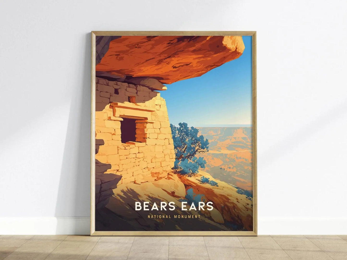 Bears Ears National Monument, Utah Poster – House of Fire Ruins View, Available Framed/Unframed, Great Gift for Hikers, Save Bears Ears Gift