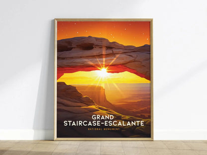 Grand Staircase–Escalante National Monument, Utah Poster – Stunning Sunset Arch at Dusk, Available Framed/Unframed, Gift for Conservationist