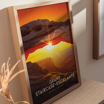 Grand Staircase–Escalante National Monument, Utah Poster – Stunning Sunset Arch at Dusk, Available Framed/Unframed, Gift for Conservationist