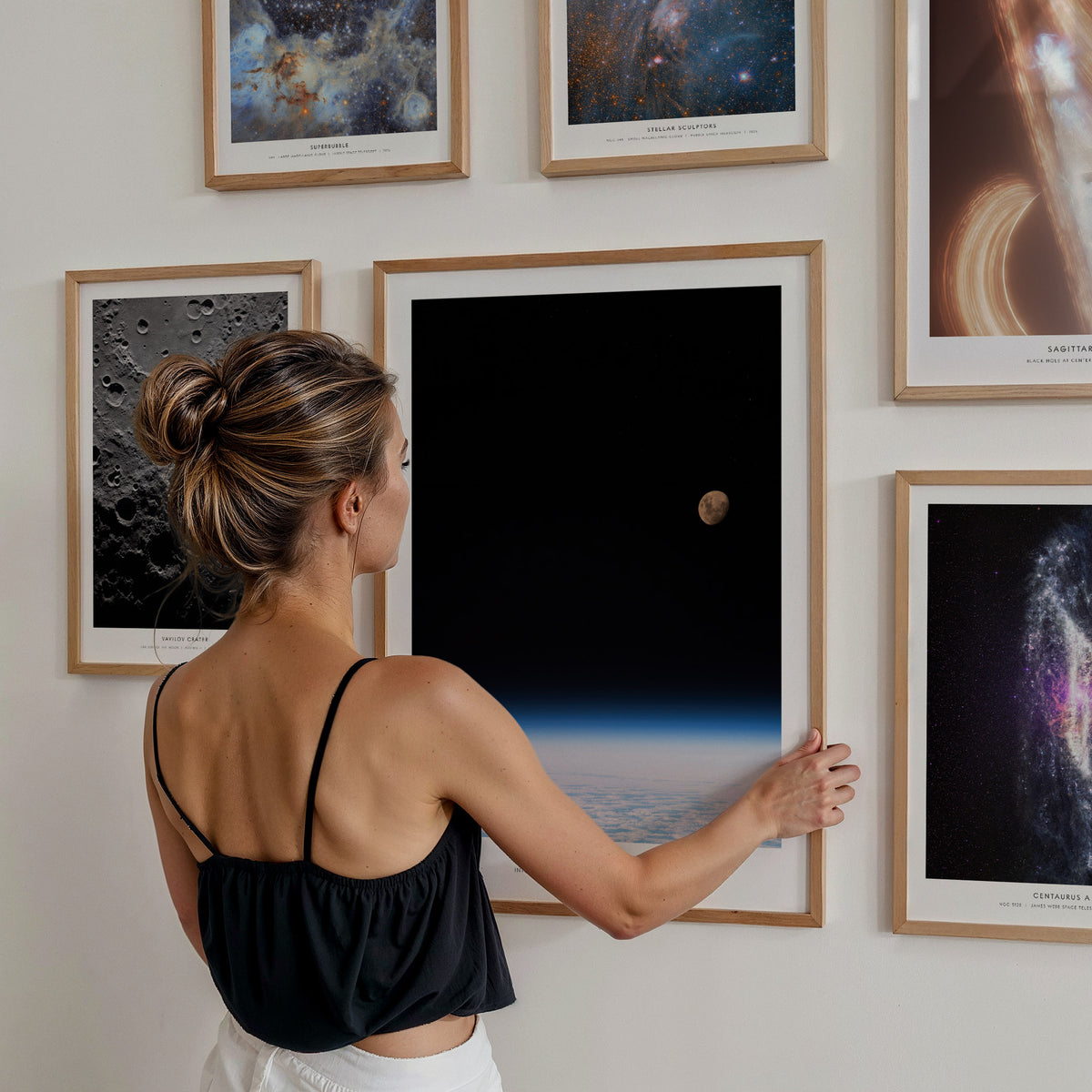 NASA Space Collection Gallery Wall | Set of 6 | Curated Gallery Wall Art Bundle — styled in a modern interior