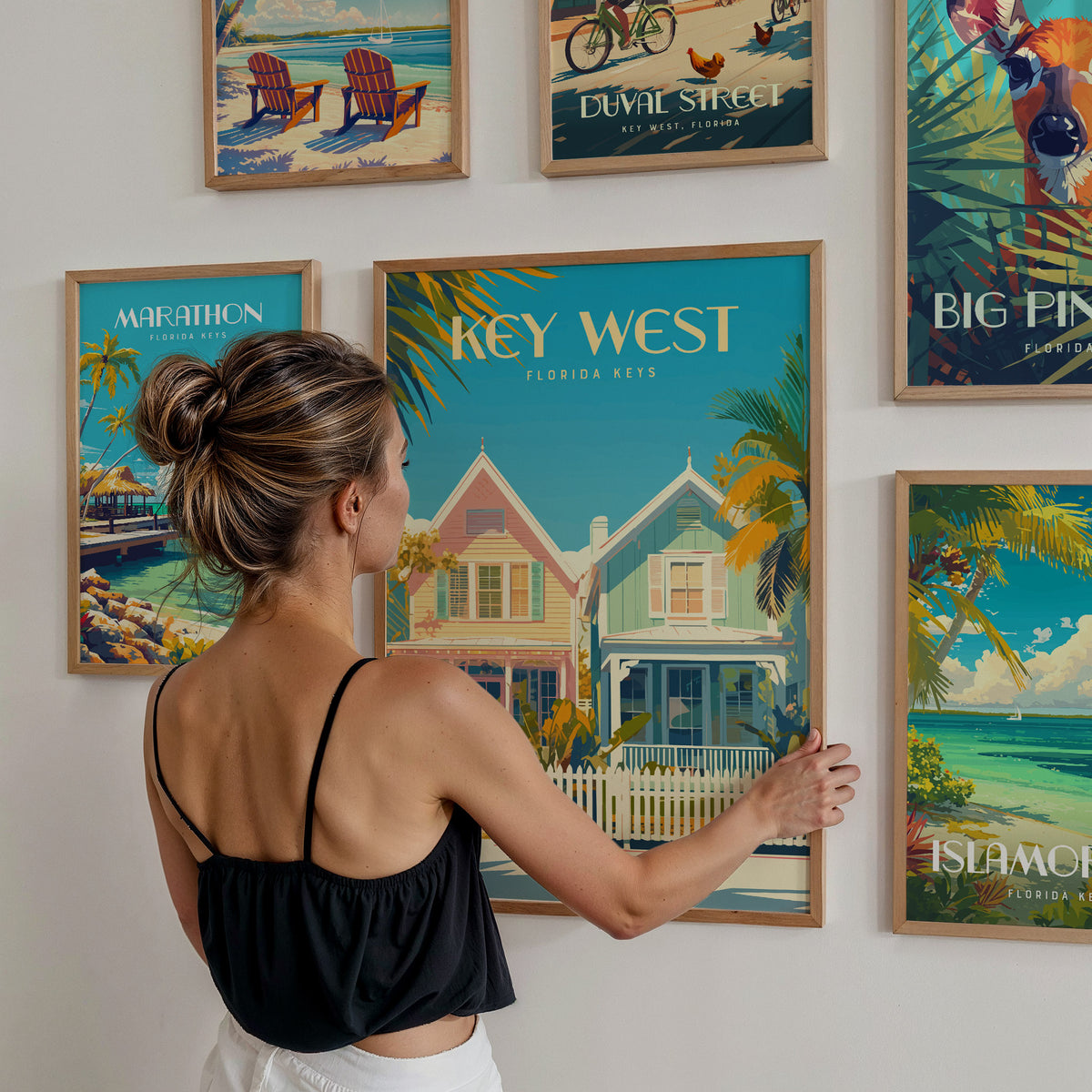 Keys Florida Gallery Wall | Set of 8 | Art Print Set | Bedroom Wall Art — styled in a modern interior