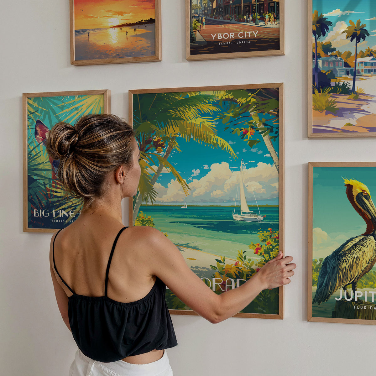 Florida Gallery Wall | Set of 5 | Art Print Set | Office Wall Art — styled in a modern interior