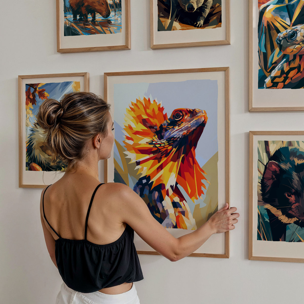 Wildlife Gallery Wall | Set of 5 | Wildlife Art Prints | Office Wall Art — styled in a modern interior