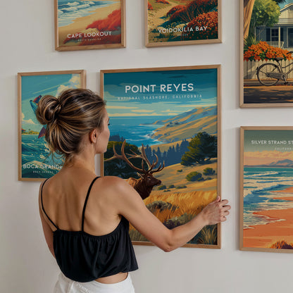 Beaches Collection Gallery Wall | Set of 8 | Framed Gallery Set | Coastal Wall Art Bundle — styled in a modern interior