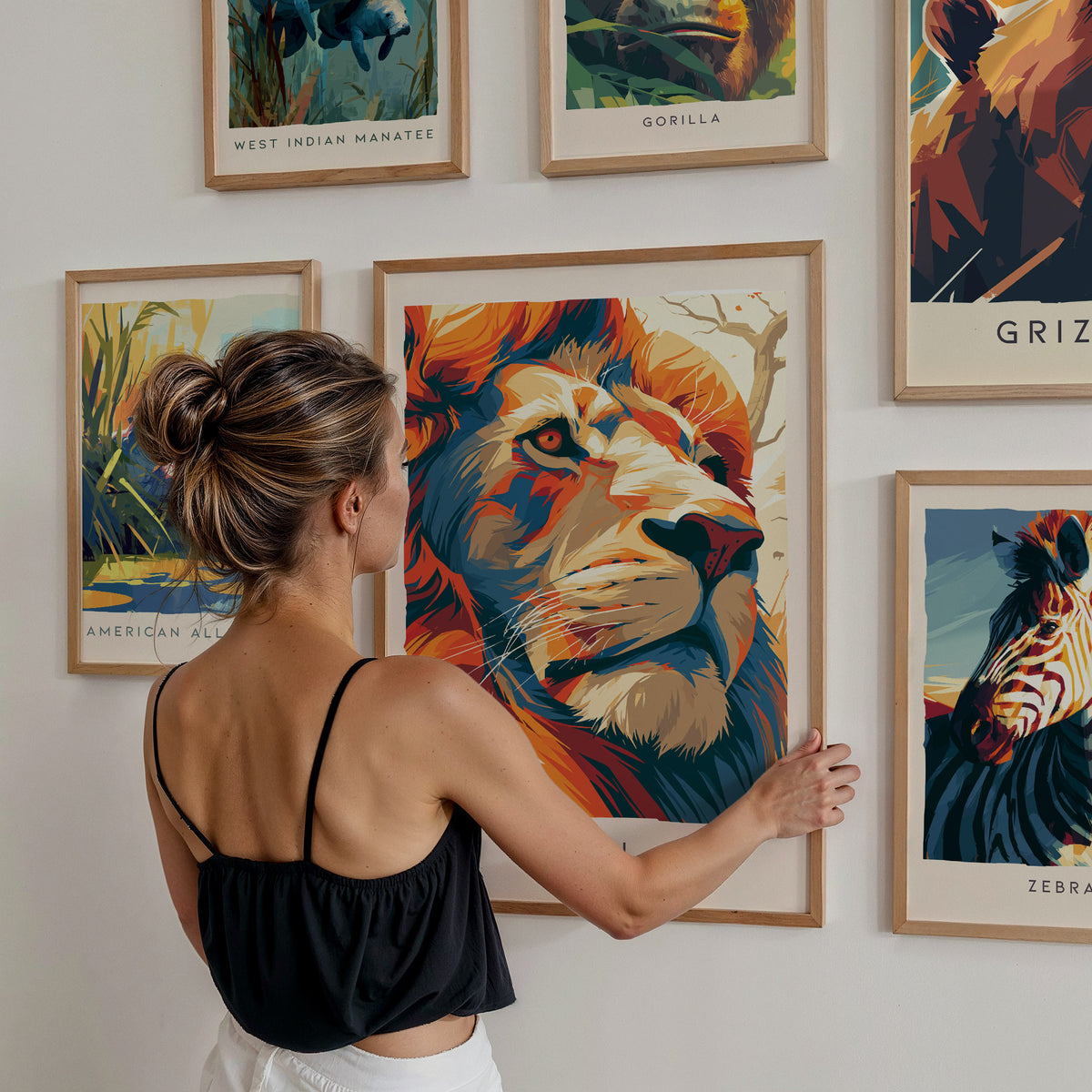 Wildlife Collection Gallery Wall | Set of 8 Wall Art Collection | Framed Wall Decor — styled in a modern interior