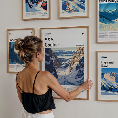 Ski Run Collection | Gallery Wall Set of 8 | Framed Gallery Set | Gallery Wall Kit — styled in a modern interior