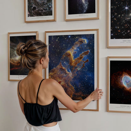 James Webb Space Telescope Gallery Wall | Set of 4 | Space Art Prints | Matching Prints — styled in a modern interior