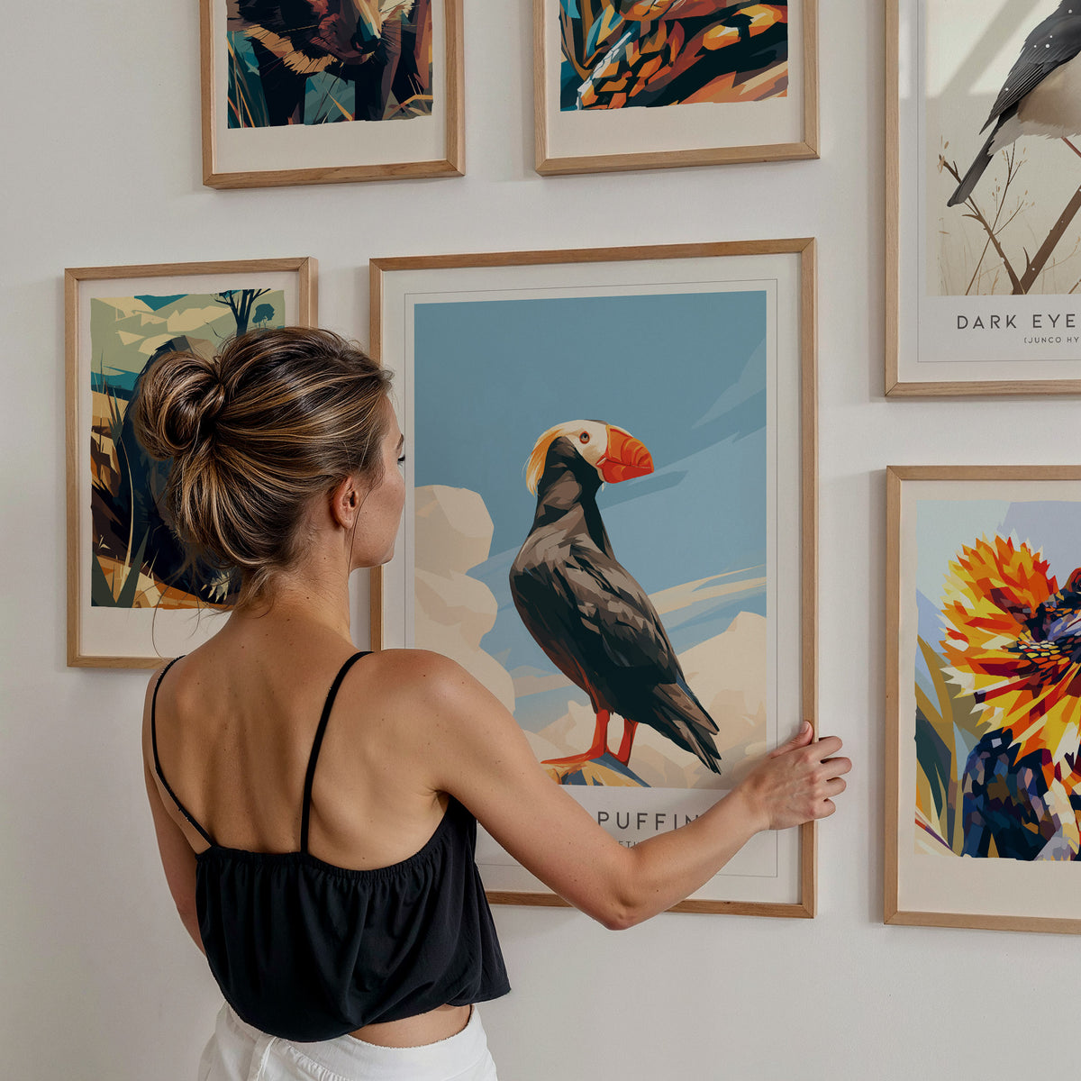 Wildlife Collection Gallery Wall | Set of 6 Framed Gallery Set | Curated Wall Art Bundle — styled in a modern interior