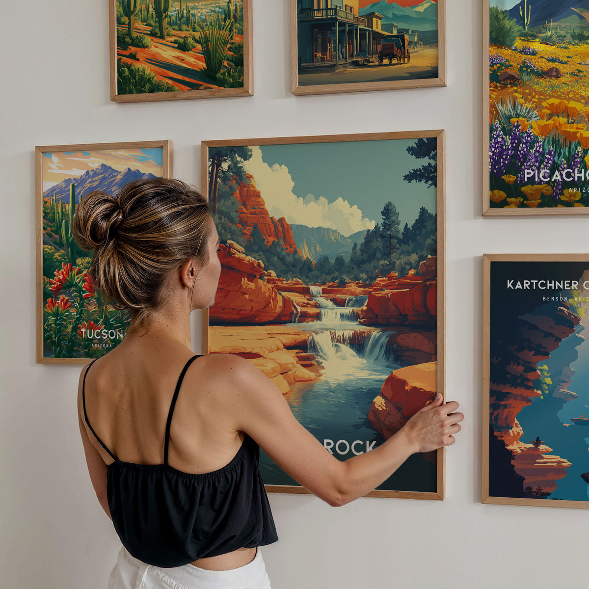 Arizona Travel Gallery Wall | Set of 3 | Travel Art Prints | Housewarming Gift — styled in a modern interior