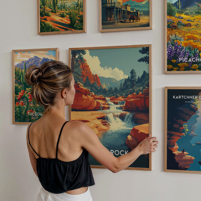 Arizona Travel Gallery Wall | Set of 3 | Travel Art Prints | Housewarming Gift — styled in a modern interior