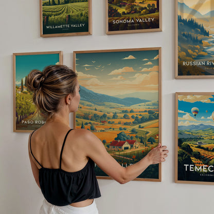 California Wine Country Gallery Wall | Napa Valley | Set of 3 Framed Prints — styled in a modern interior