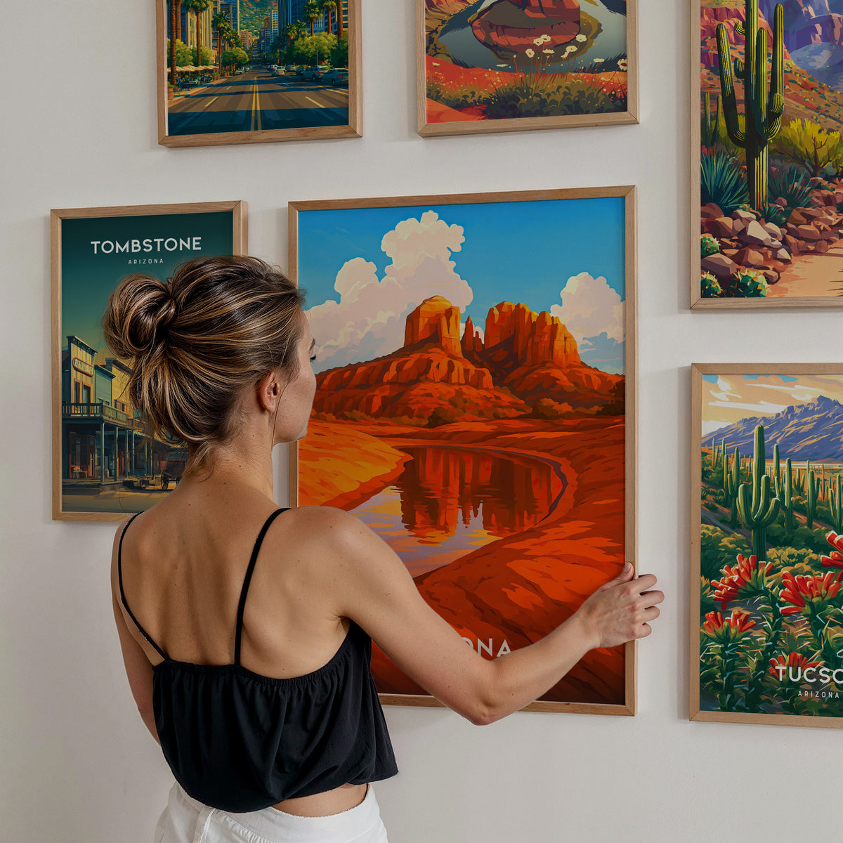 Arizona Travel Gallery Wall | Set of 8 | Travel Art Prints | Large Wall Set — styled in a modern interior