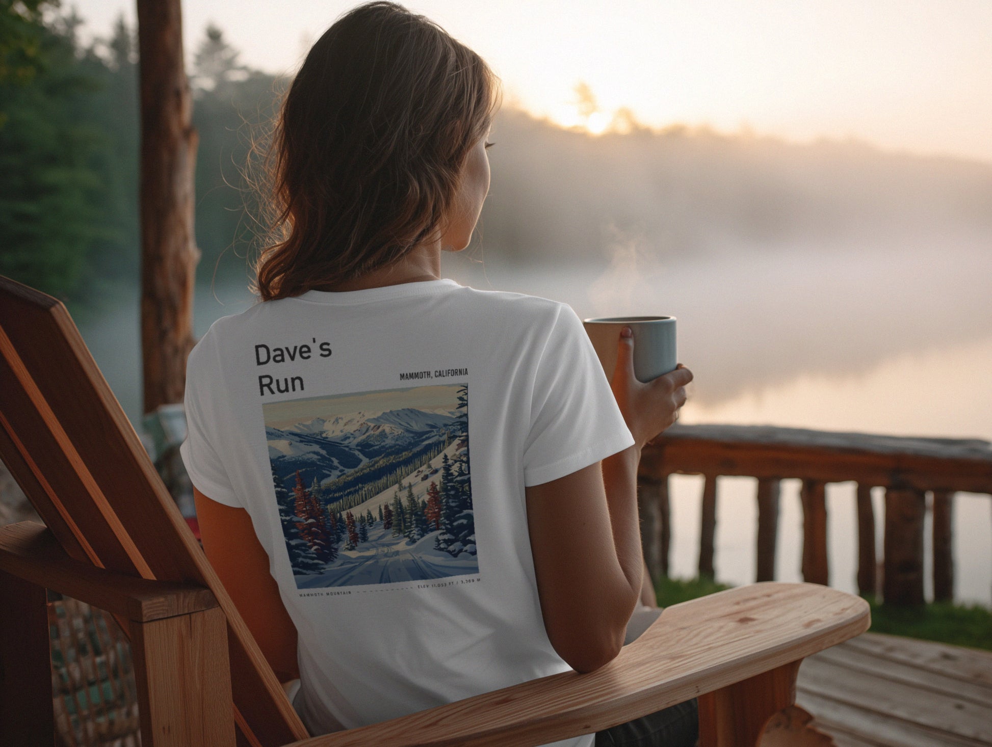 Dave's Run Ski T-Shirt | Mammoth Mountain Art Tee — design printed on the back of the t-shirt