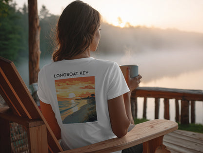 Longboat Key Travel T-Shirt | Gulf Coast Paradise Art Tee — design printed on the back of the t-shirt