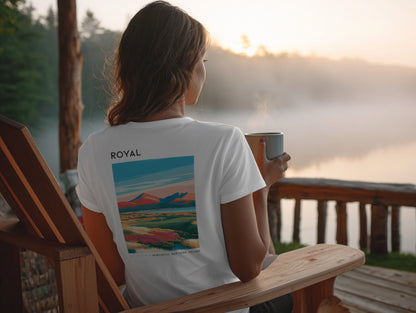 Royal County Down Golf T-Shirt | Wild Irish Links Course Tee — design printed on the back of the t-shirt