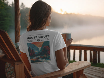 Walker's Haute Route Hiking T-Shirt | Hiker Gift | Alpine Epic Trail Tee — design printed on the back of the t-shirt