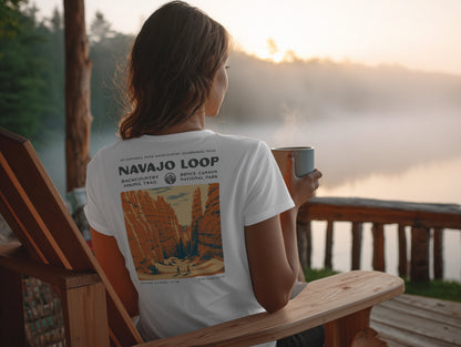 Navajo Loop Hiking T-Shirt | Hiker Gift | Bryce Canyon Trail Tee — design printed on the back of the t-shirt