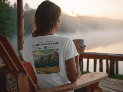 Chautauqua Trail Hiking T-Shirt | Hiker Gift | Boulder Colorado Trail Tee — design printed on the back of the t-shirt