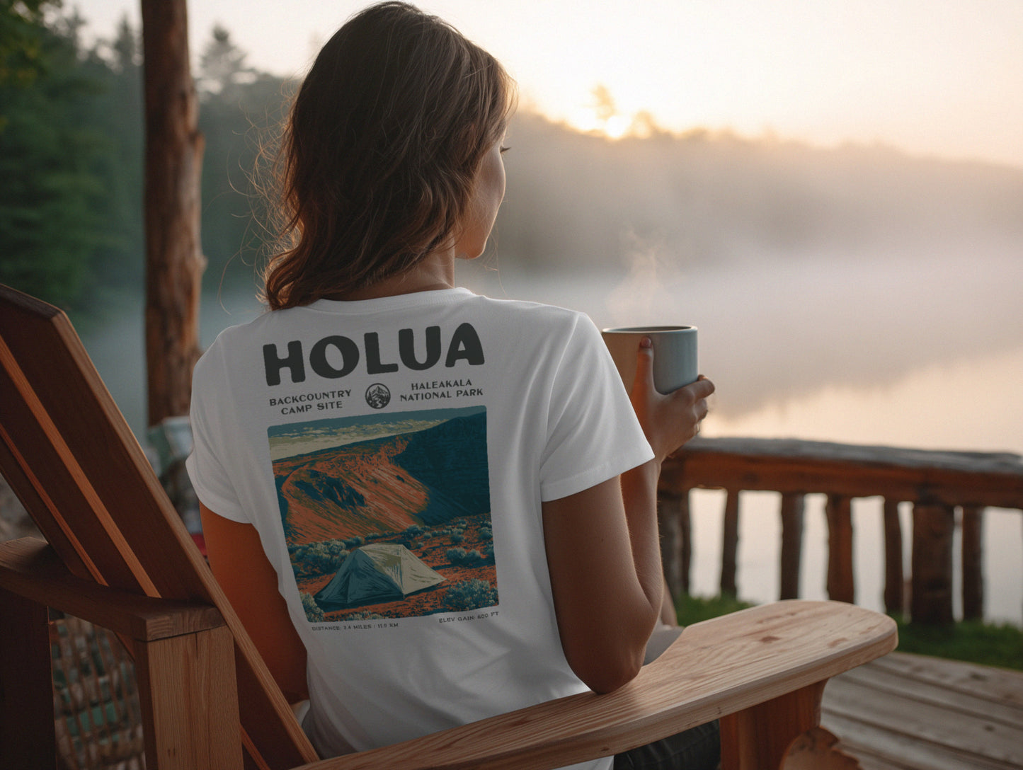 Holua Hiking T-Shirt | Hiker Gift | Haleakala Trail Tee — design printed on the back of the t-shirt