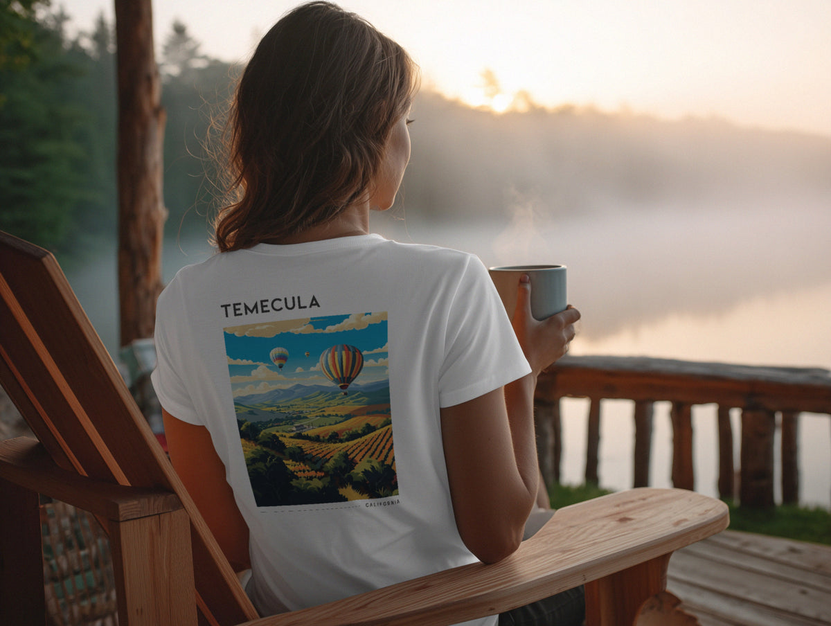 Temecula Travel T-Shirt | Wine Country California Adventure Tee — design printed on the back of the t-shirt