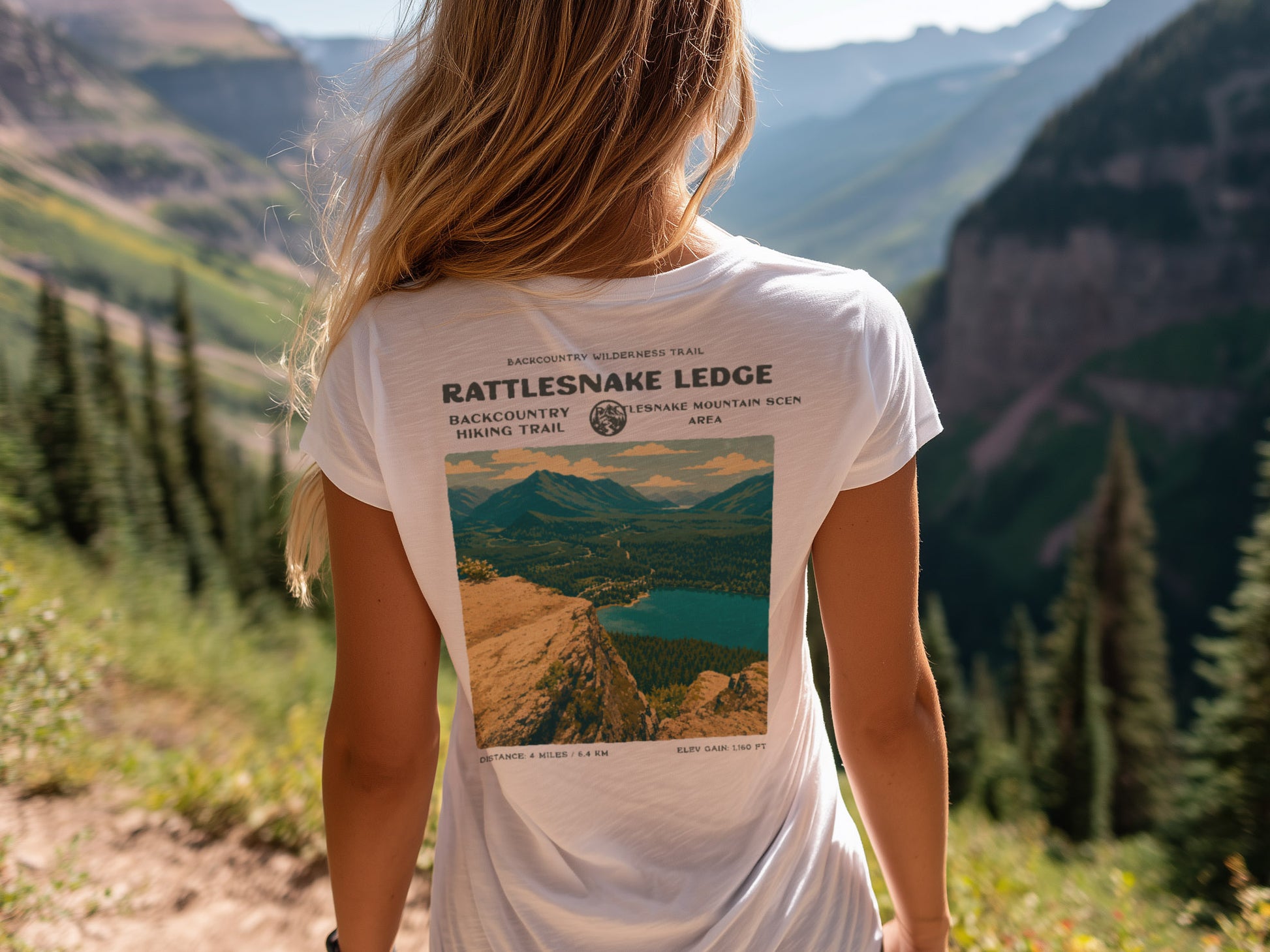 Rattlesnake Ledge Hiking T-Shirt | Hiker Gift | North Bend Trail Tee — design printed on the back of the t-shirt