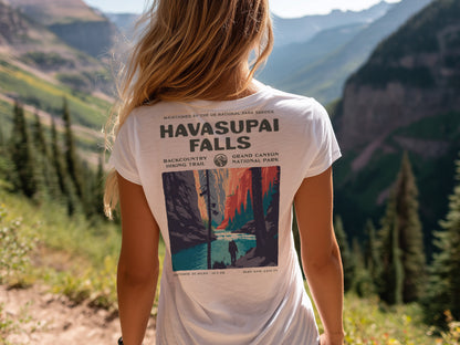 Havasupai Falls Hiking T-Shirt | Hiker Gift | Turquoise Canyon Trail Tee — design printed on the back of the t-shirt